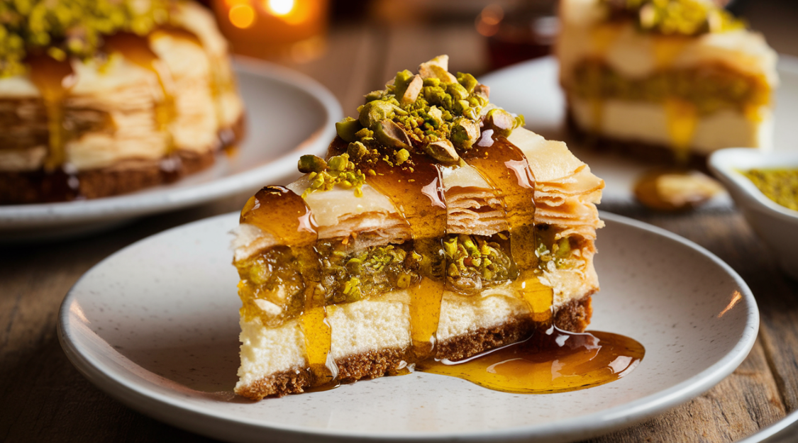 Honey Pistachio Baklava Cheesecake A Decadent Fusion of Flavors